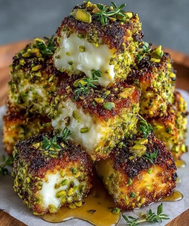 Pistachio Crusted Brie Bites