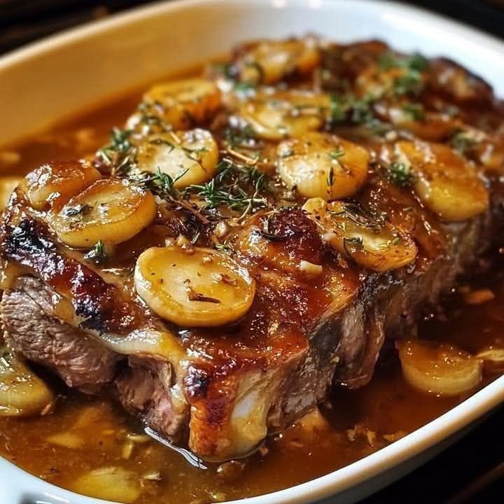 Slow-Roasted Confit Lamb Shoulder Glazed with Garlic