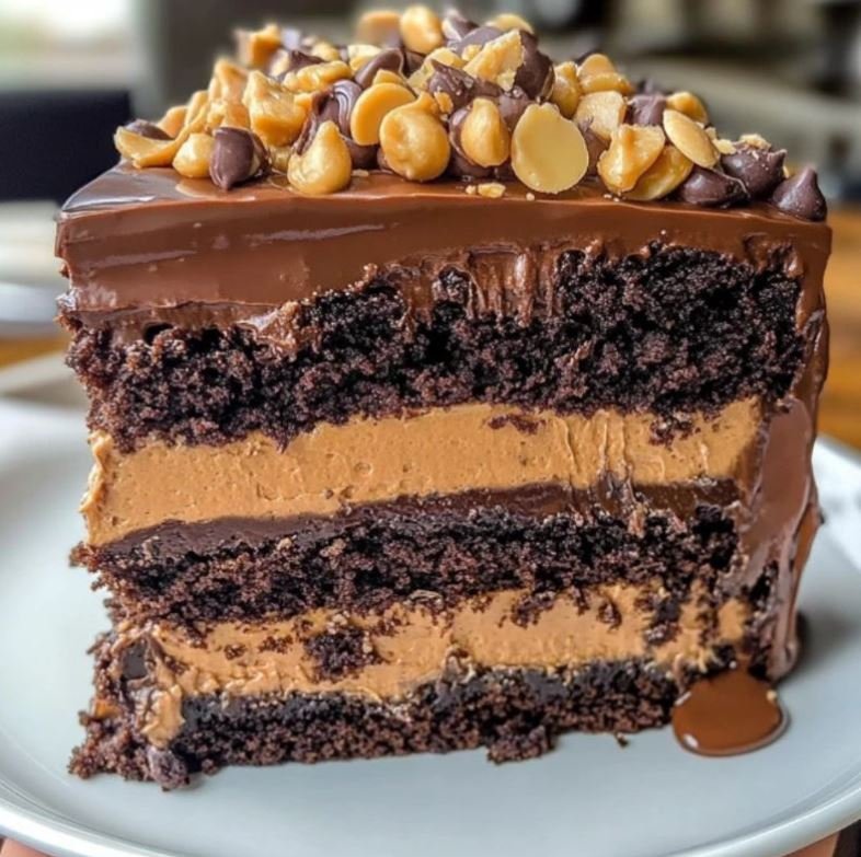 Heavenly Chocolate Peanut Butter Ooey Gooey Cake