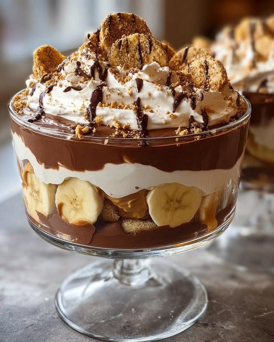 Chocolate Peanut Butter Banana Cream Trifle