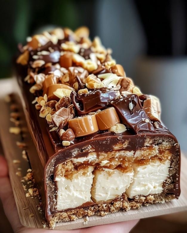 Homemade Snickers Yule Log