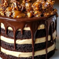 Sticky Chocolate Caramel Turtle Layer Cake
