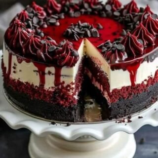 Red Velvet Cookie Dough Cheesecake