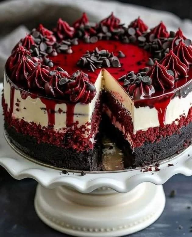 Red Velvet Cookie Dough Cheesecake