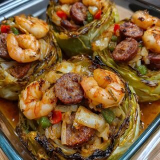 Garlic Shrimp and Sausage Cabbage Cups