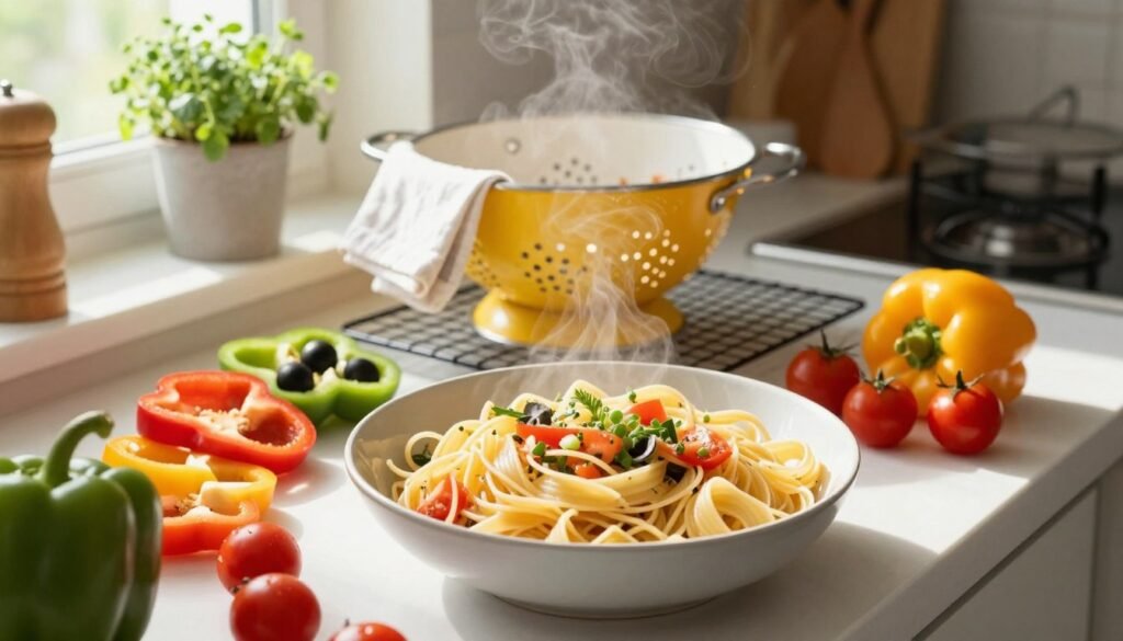 cooling pasta for easy pasta salad preparation