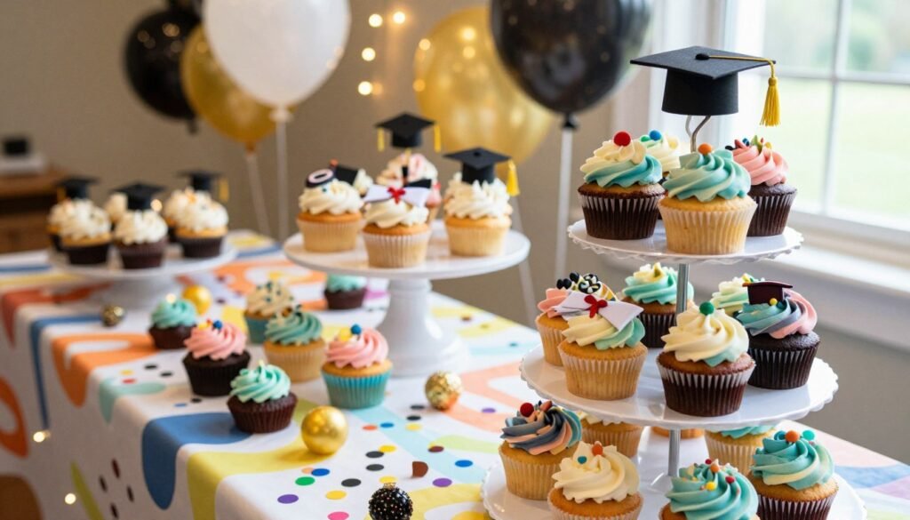 graduation party cupcakes display