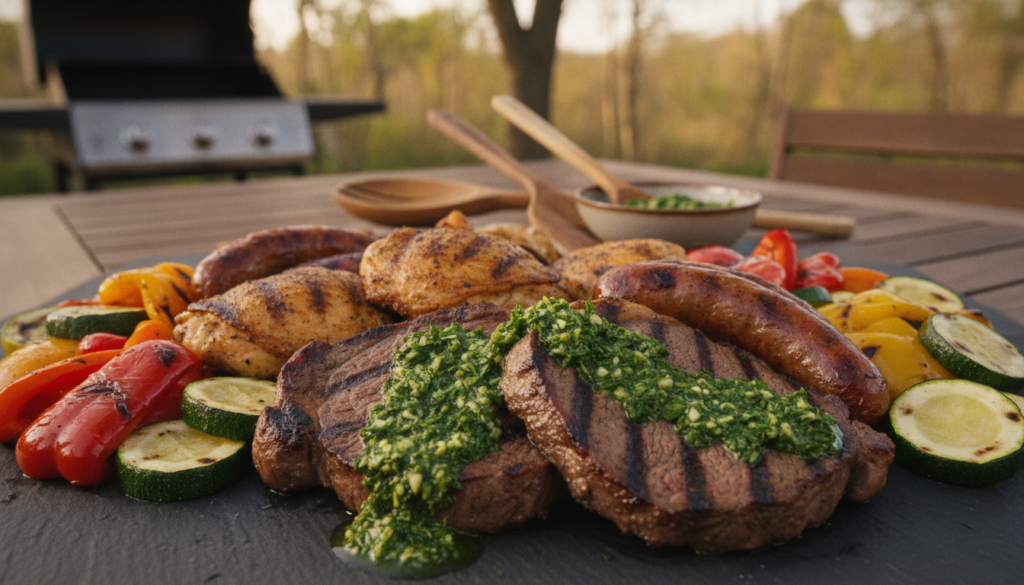 Garlic parsley sauce with grilled meats